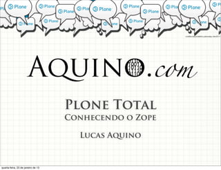 Plone Total
                                    Conhecendo o Zope

                                      Lucas Aquino


quarta-feira, 23 de janeiro de 13
 