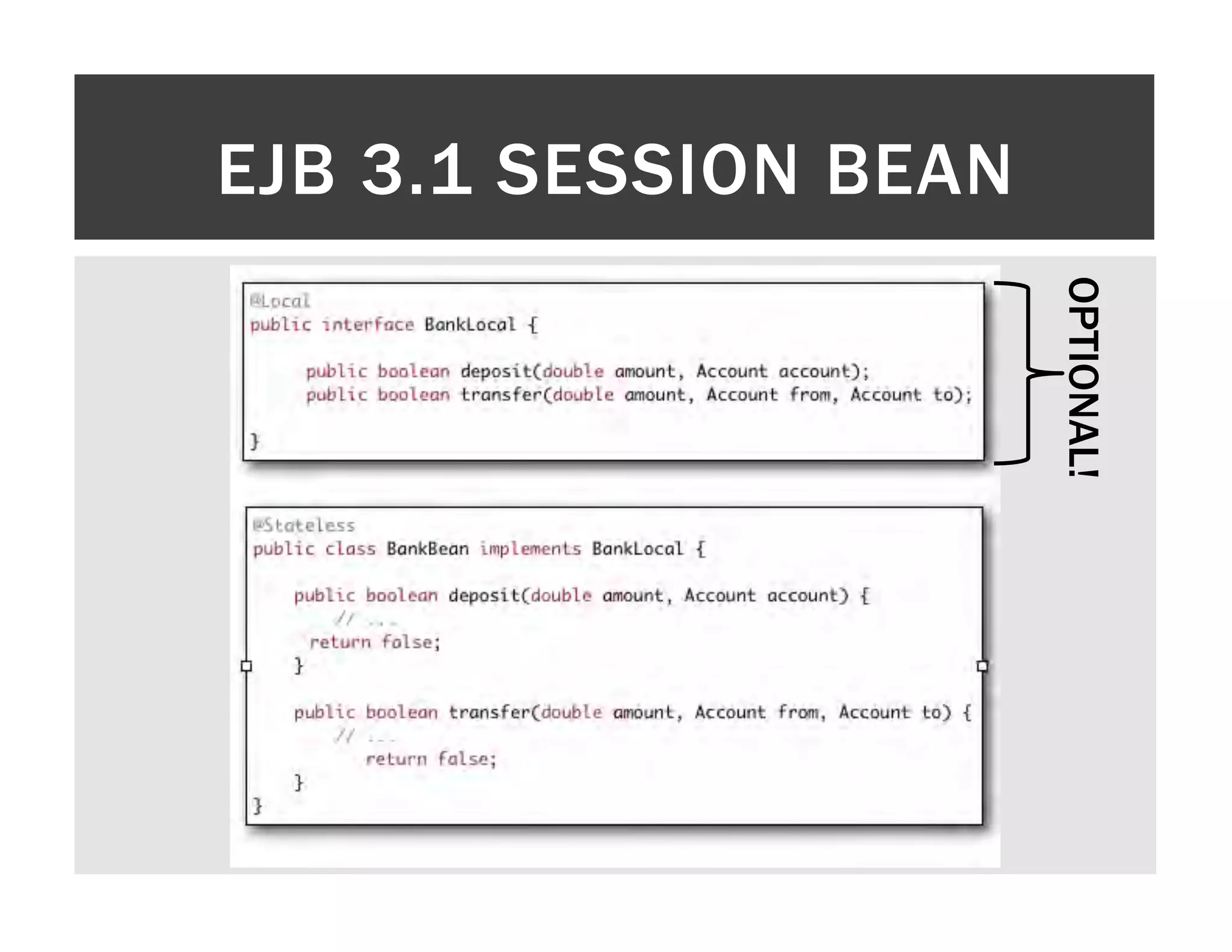 EJB 3.1 SESSION BEAN OPTIONAL! 