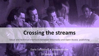 Social and technical interfaces between Wikimedia and Open Access publishing
Dario Taraborelli • @readermeter
22 August 2014
Crossing the streams
 