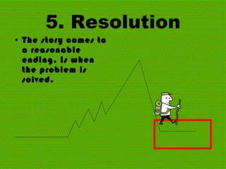 5. Resolution The story comes to a reasonable ending. Is when the problem is solved. 