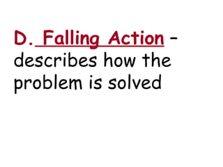 D. Falling Action –
describes how the
problem is solved
 