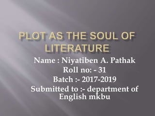 Name : Niyatiben A. Pathak
Roll no: - 31
Batch :- 2017-2019
Submitted to :- department of
English mkbu
 
