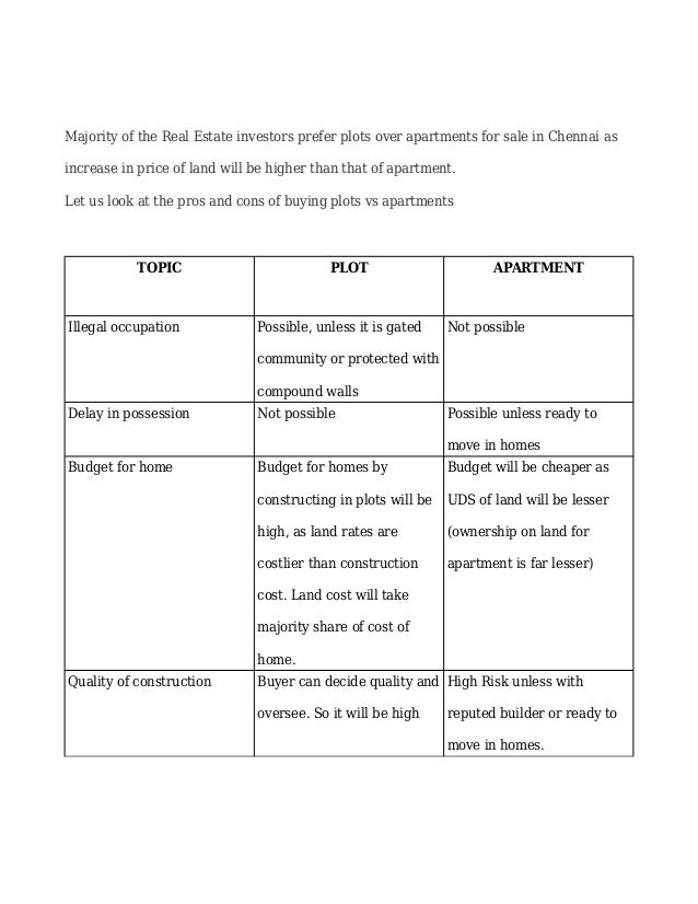 Plots vs Flats for Real Estate Investment in Chennai