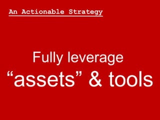 An Actionable Strategy




     Fully leverage
“assets” & tools
 