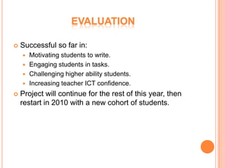 Linking ArtAnd edmodoPeter Rayner and his Grade 1/ 2 class at Portland used Edmodo to communicate with Amy Ferguson and her Grade 2 class at Merrivale in Warrnambool.  The schools are over an hour apart and the students haven’t met outside the virtual community. The students posted up images of their art works completed throughout the term, completed self-reflections of their own artwork and evaluated the work of others using collaborative online tools such as Edmodo.  