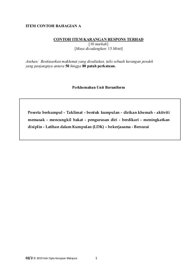 Contoh Soalan Karangan Pendek Pt3 2019 - Resepi Book r