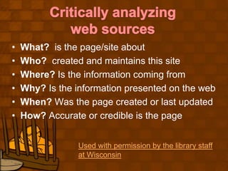 Annotated BibliographyAllows you to see what is out thereHelps you narrow your topic and discard any irrelevant materialsAids in developing the thesis Makes you a better scholar