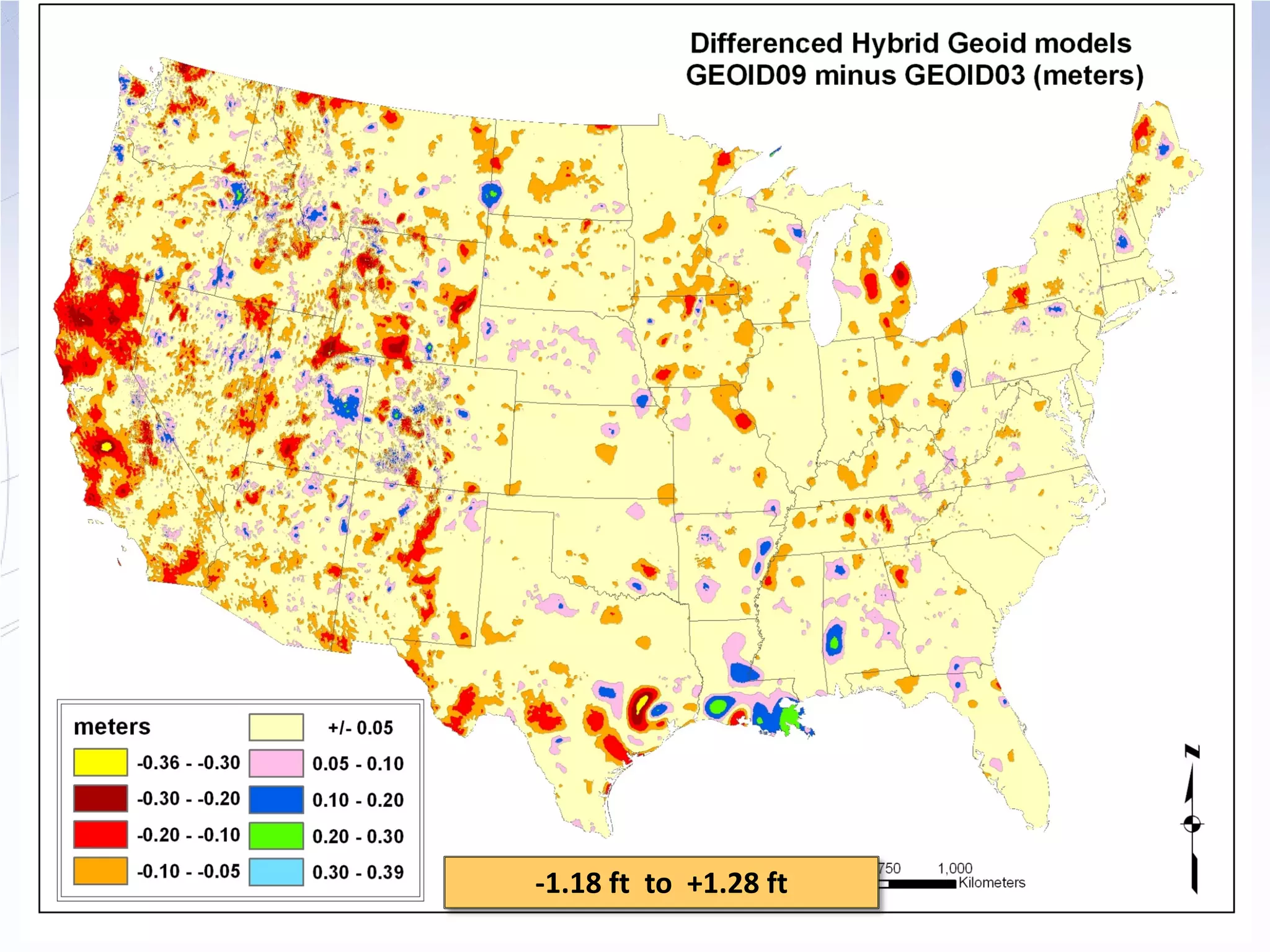 -1.18 ft to +1.28 ft
 
