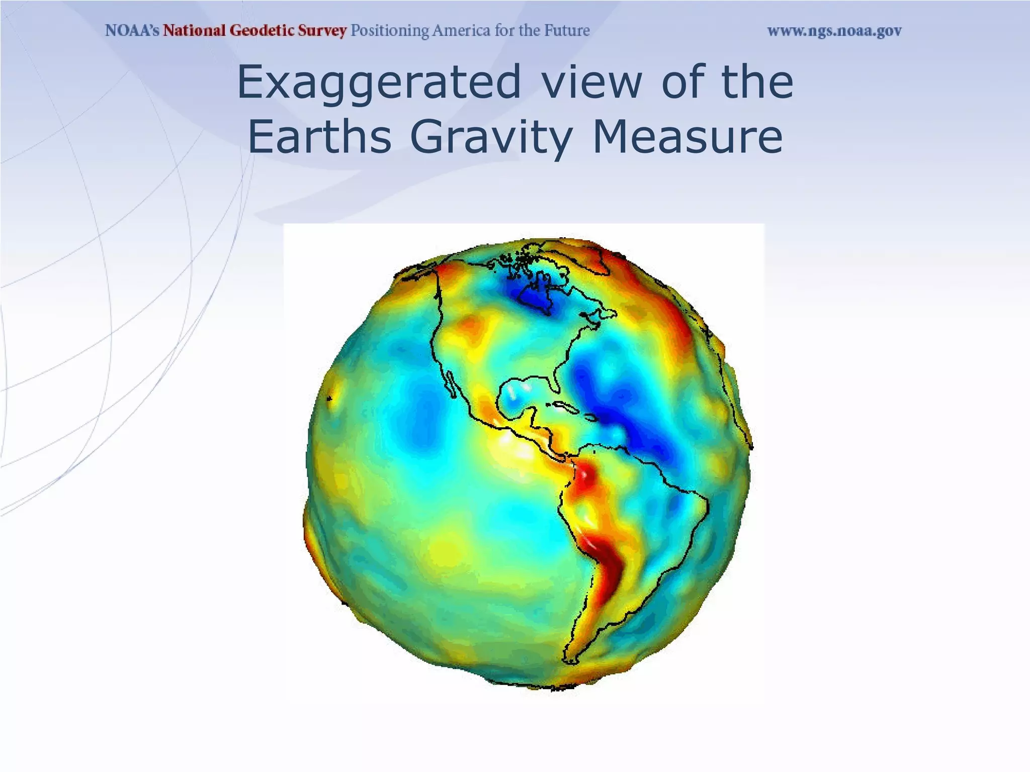 Exaggerated view of the
Earths Gravity Measure
 