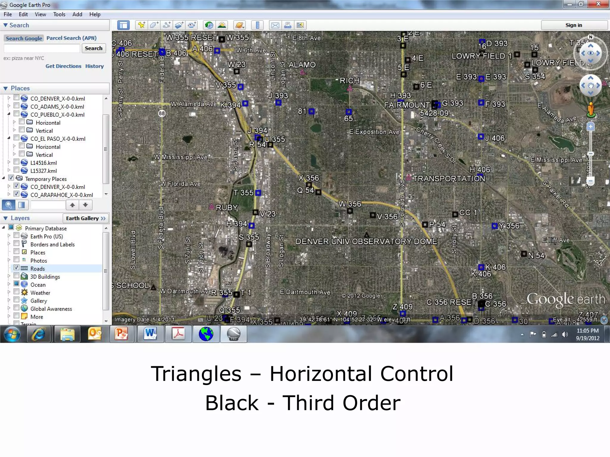 Triangles – Horizontal Control
     Black - Third Order
 