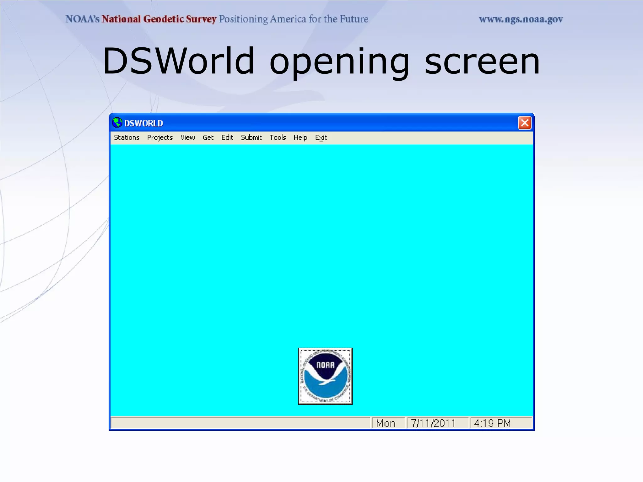DSWorld opening screen
 