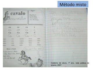 Método misto




Caderno de aluno, 1º ano, rede pública de
ensino, 2007
 