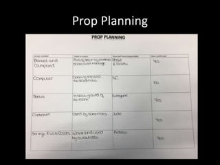 Prop Planning
 