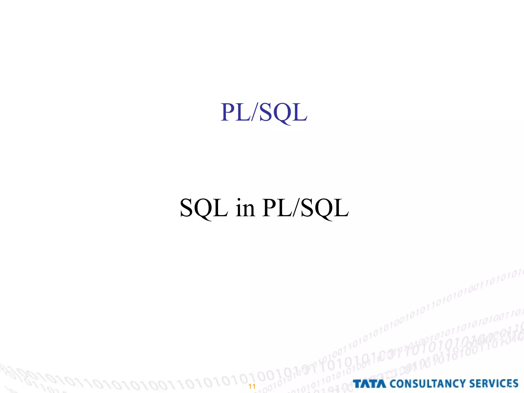 PL/SQL SQL in PL/SQL 