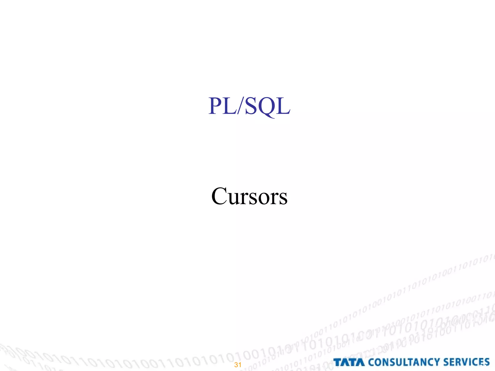 PL/SQL Cursors 