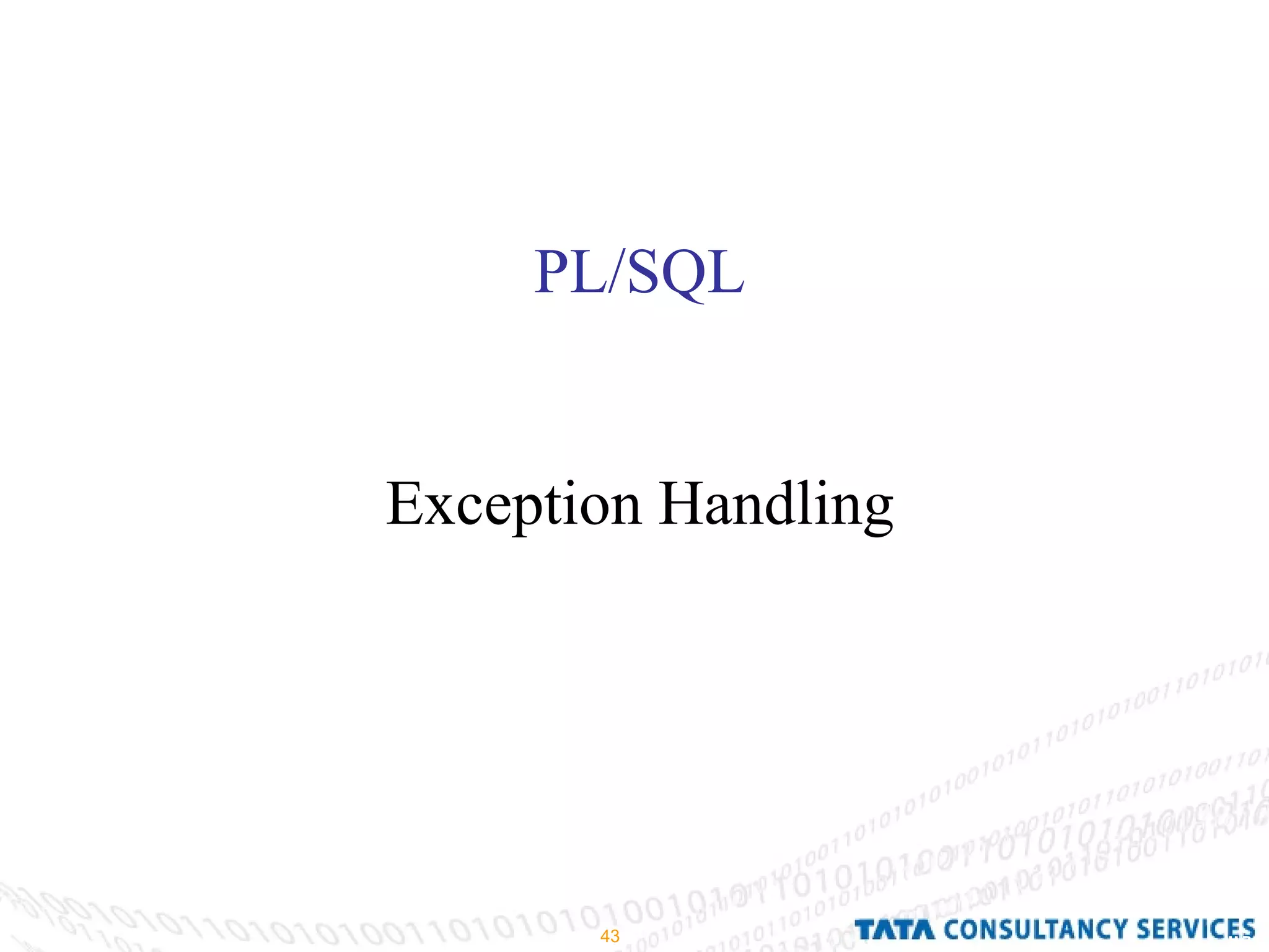 PL/SQL Exception Handling 