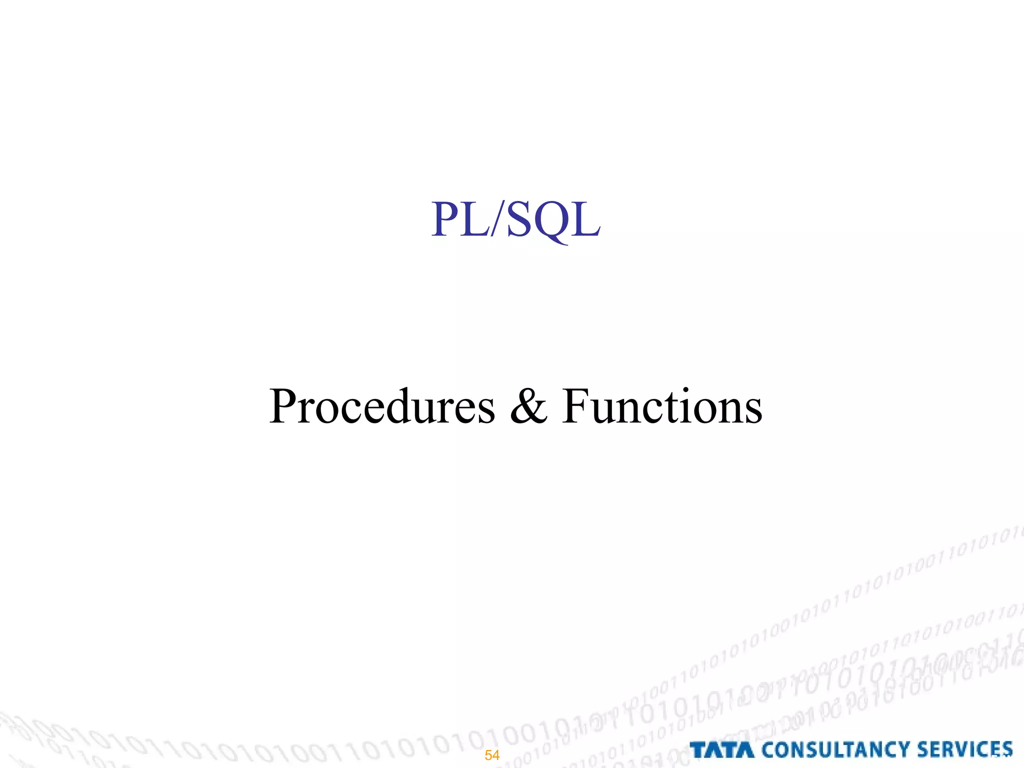PL/SQL Procedures & Functions 