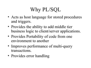 PL/SQL Introduction and Concepts | PPT