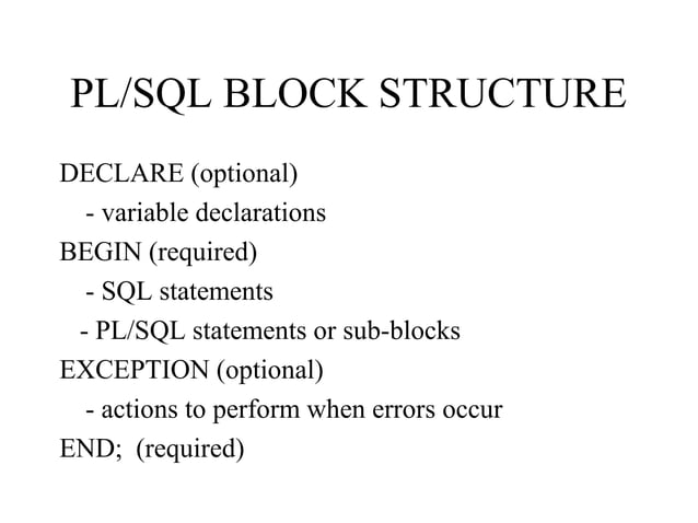 PL/SQL Introduction and Concepts | PPT