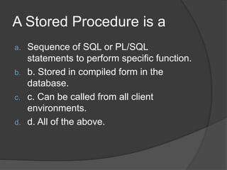 PL SQL Quiz | PL SQL Examples | PPT