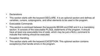 This ppt xplains abott procedues,function,cursors and triggers in RDBMS ...