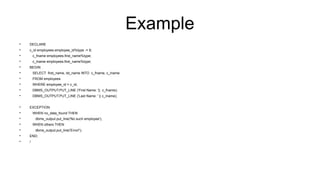This ppt xplains abott procedues,function,cursors and triggers in RDBMS ...