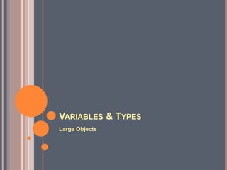 VARIABLES & TYPES
Large Objects
 