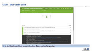 CI/CD – Blue Ocean Build
In der Blue Ocean Sicht werden dieselben Daten pro Lauf angezeigt.
54
 