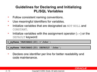 PLSQL Fundamentals-Declaring PL/SQL Variables | PPT