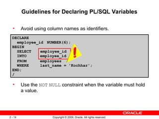 PLSQL Fundamentals-Declaring PL/SQL Variables | PPT
