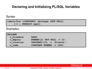 PLSQL Fundamentals-Declaring PL/SQL Variables | PPT