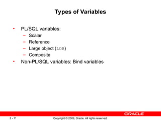 PLSQL Fundamentals-Declaring PL/SQL Variables | PPT