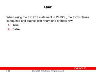 PLSQL Interacting with Oracle Database Server SQL Statements in PL/SQL ...