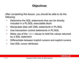 PLSQL Interacting with Oracle Database Server SQL Statements in PL/SQL ...
