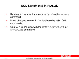 PLSQL Interacting with Oracle Database Server SQL Statements in PL/SQL ...