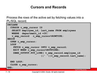 PLSQL Fundamentals PL/SQL Cursor in Oracle | PPT