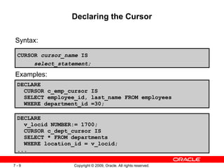 PLSQL Fundamentals PL/SQL Cursor in Oracle | PPT