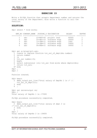 Plsql lab mannual | PDF