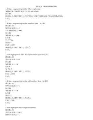 PL /SQL program UNIT 5 DMS 22319 | PDF