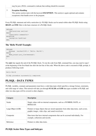 Plsql quick guide | PDF | Databases | Computer Software and Applications