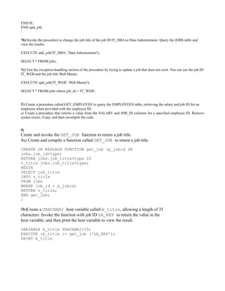 Plsql task answers | DOC | Databases | Computer Software and Applications