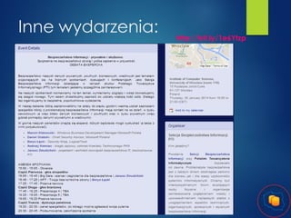Inne wydarzenia:

http://bit.ly/1e6Ytzp

 