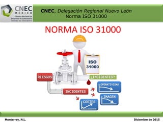 Monterrey, N.L. Diciembre de 2015
CNEC, Delegación Regional Nuevo León
Norma ISO 31000
NORMA ISO 31000
 