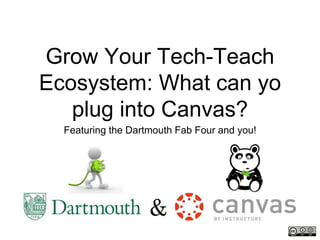 Grow Your Tech-Teach
Ecosystem: What can yo
plug into Canvas?
Featuring the Dartmouth Fab Four and you!
 