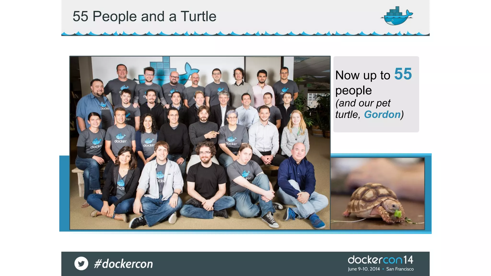 55 People and a Turtle 
Now up to 55 
people 
(and our pet 
turtle, Gordon) 
 