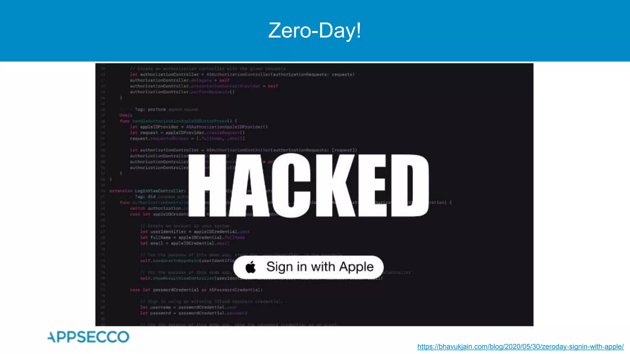 Zero-Day!
https://bhavukjain.com/blog/2020/05/30/zeroday-signin-with-apple/
 