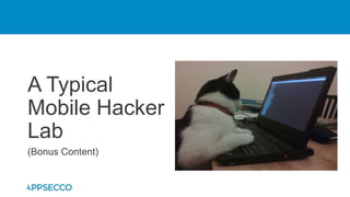 A Typical
Mobile Hacker
Lab
(Bonus Content)
 