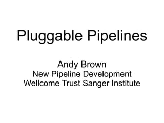 Pluggable Pipelines Andy Brown New Pipeline Development Wellcome Trust Sanger Institute 