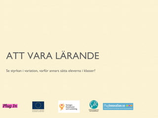 ATT VARA LÄRANDE
Se styrkan i variation, varför annars sätta eleverna i klasser?

 