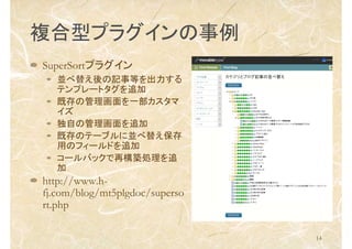 14
}ͥץ饰
SuperSortץ饰
K椨ӛµȤ
ƥץ`ȥ׷
ȴιһ

Ԥι׷
ȴΥƩ`֥ˁK椨
äΥե`ɤ׷
`Хå٘BI׷

http://www.h-
fj.com/blog/mt5plgdoc/superso
rt.php
 